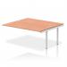 A sleek and modern photo showcasing the Dynamic Bench Desk Add On Units Impulse Bench B2B Ext Kit in a striking 1800 silver frame with a stylish and functional office bench desk in a warm beech finish. The perfect addition to any professional workspace.