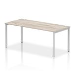 Impulse Bench Single Row 1800 Silver Frame Office Bench Desk Grey Oak IB00437