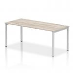 Impulse Bench Single Row 1800 Silver Frame Office Bench Desk Grey Oak IB00437