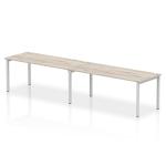 Impulse Bench Single Row 2 Person 1800 Silver Frame Office Bench Desk Grey Oak IB00449