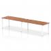 The dynamic bench desking impulse bench single row 2 person 1800 with a white frame creates a modern and sleek aesthetic in any office space. Paired with a warm walnut bench desk, this setup exudes elegance and functionality.