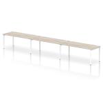 Impulse Bench Single Row 3 Person 1800 White Frame Office Bench Desk Grey Oak IB00467