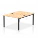 This picture shows a sleek and modern Dynamic Bench Desking Impulse Bench, designed for 2 people. The desk features a black frame with a 1200 mm width, paired with a maple finish top. It is perfect for any office setting, offering ample workspace and a contemporary aesthetic.