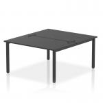 The image shows a modern and sleek Dynamic Bench Desking Impulse Bench B2B, designed for two persons. The 1400 Black Frame Office Bench Desk boasts a sleek black finish, suitable for any office space. Perfect for maximising productivity and collaboration.