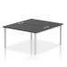 This photo features a dynamic bench desking set-up, known as the Impulse Bench B2B, with a sleek silver frame and black office bench desk. Designed for two people, it measures 1400 in length and offers a modern and functional workspace solution.