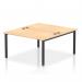 This dynamic bench desking set features a modern black frame and smooth maple surface. It comfortably seats two people and offers a stylish and functional addition to any office space.