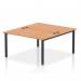 This image features a dynamic bench desking system with two person seating. The black frame adds a sleek touch to the office bench desk, while the oak surface brings a natural element. Perfect for collaborative workspaces or modern offices.