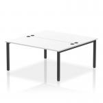 The photo shows a sleek and modern Dynamic Bench Desking Impulse Bench, specifically the B2B 2 Person 1600 Black Frame Office Bench Desk. The desk has a white top and is surrounded by a black frame, giving it a professional and elegant look. This desk is great for shared workspaces and promotes collaboration.