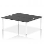 A professional and sleek white frame office bench desk with a dynamic design. This spacious 2 person desk features a black IB00514 impulse bench, perfect for modern workspaces.