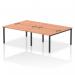 The dynamic bench desking Impulse Bench B2B features a sleek black frame and a spacious beech desk with enough room for 4 people. It offers a modern and professional look for any office setting.