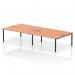 This image showcases a sleek and modern Dynamic Bench Desking Impulse Bench B2B with a 4-person configuration. The bench has a durable black frame and a smooth beech finish for the desk top. Ideal for any professional office, this bench delivers a clean and professional work area.