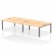 This picture features a modern office space with a dynamic bench desking setup. The sleek black frame and clean lines of the Impulse Bench B2B accommodate four people comfortably, while the Maple finish adds a touch of warmth.