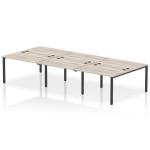 Impulse Bench B2B 6 Person 1200 Black Frame Office Bench Desk Grey Oak IB00560