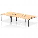 This picture captures a sleek and modern office setup, with a dynamic bench desking system. The 6-person desk features a black frame and stylish maple top, creating a professional and functional workspace. Perfect for collaborative environments and team projects.