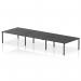 The dynamic bench desking impulse bench b2b 6 person features a sleek black frame and a spacious 1600 black frame office bench desk. It is designed for efficiency and collaboration, making it an ideal addition to any modern workplace.