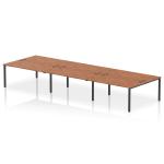 Impulse Bench B2B 6 Person 1600 Black Frame Office Bench Desk Walnut IB00582