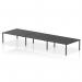 This sleek and modern office bench desk features a dynamic design with a 6 person capacity and a 1800 black frame. The impulse bench boasts a functional and stylish black finish, making it a practical choice for any business setting.
