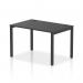 The image shows a stylish modern office desk with a black frame and a single row of dynamic bench desking. The desk is designed for comfort and productivity, with a spacious 1200mm surface for work or collaboration. The black and sleek design adds a touch of sophistication to any workspace.