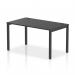 The image shows a sleek and modern single row bench desk with a black frame and 1400 width. The dynamic design provides a comfortable and efficient workspace in any office setting.
