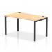 The picture shows a modern and sleek Dynamic Bench Desking Impulse Bench, with a single row and a length of 1400. The black frame adds a touch of sophistication, while the office bench desk is made of a beautiful maple wood. This IB00606 piece is perfect for any contemporary workspace.