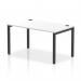 A sleek and modern office workspace, the Dynamic Bench Desking Impulse Bench Single Row 1400 features a sleek black frame and a clean white desk surface. The simple design allows for versatility and efficiency within any workplace.