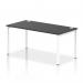 The photograph shows a sleek and modern office set-up with a white framed dynamic bench desk in the center. The desk features a single row with a length of 1600, and is accompanied by a black office bench desk. The overall design exudes professionalism and efficiency.