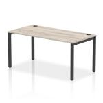 Impulse Bench Single Row 1600 Black Frame Office Bench Desk Grey Oak IB00614