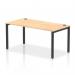 The Dynamic Bench Desking Impulse Bench Single Row 1600 features a sleek black frame and a spacious maple desk top. The modern, dynamic design of this office bench desk adds a touch of sophistication to any workspace.