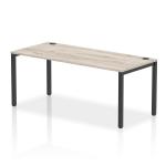 Impulse Bench Single Row 1800 Black Frame Office Bench Desk Grey Oak IB00623