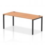 The Dynamic Bench Desking Impulse Bench Single Row 1800 Black Frame Office Bench Desk Oak is a modern and sleek workspace solution. The black frame and oak desk add a stylish touch to any office. With a single row design, it maximizes space and provides a clean and dynamic work environment.