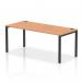 The Dynamic Bench Desking Impulse Bench Single Row 1800 Black Frame Office Bench Desk Oak is a modern and sleek workspace solution. The black frame and oak desk add a stylish touch to any office. With a single row design, it maximizes space and provides a clean and dynamic work environment.