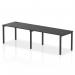 This image features a sleek and modern office bench desk with a black frame. It is designed for dynamic and collaborative work, with a single row and seating for two people. The 1400 size makes it ideal for small spaces.