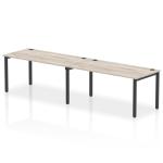 Impulse Bench Single Row 2 Person 1600 Black Frame Office Bench Desk Grey Oak IB00650