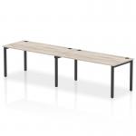 Impulse Bench Single Row 2 Person 1600 Black Frame Office Bench Desk Grey Oak IB00650