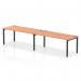 This image shows a modern and sleek Dynamic Bench Desking Impulse Bench Single Row with room for 2 people. The black frame adds a touch of sophistication to the office bench desk, while the beech finish brings warmth to the space. Ideal for a collaborative work environment.