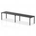 This image features a sleek, modern Dynamic Bench Desking Impulse Bench. It has a black frame and can seat two people in a single row. The desk itself is 1800mm long and is perfect for any office setting.