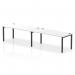 The Dynamic Bench Desking Impulse Bench Single Row 2 Person 1800 Black Frame Office Bench Desk White IB00662 is a modern and sleek office desk set-up. The black frame adds a touch of sophistication, while the white desk surface offers a clean and minimalist look. This bench desk is designed for two individuals to work side by side, promoting collaboration and productivity in the workplace.