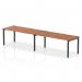 A modern and sleek office setup can be achieved with this Dynamic Bench Desking Impulse Bench. Featuring a stylish black frame and a 2-person 1800 walnut desk, this single row bench adds an element of functionality and sophistication to any workspace.