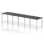 Impulse Bench Single Row 3 Person 1200 Silver Frame Office Bench Desk Black IB00666