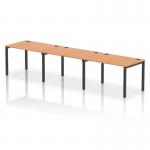 The dynamic bench desking impulse bench consists of a sleek black frame and a natural oak surface. It is designed for productivity and collaboration with a single row that can accommodate up to 3 people. This modern office bench desk exudes sophistication and functionality.