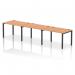 The dynamic bench desking impulse bench consists of a sleek black frame and a natural oak surface. It is designed for productivity and collaboration with a single row that can accommodate up to 3 people. This modern office bench desk exudes sophistication and functionality.