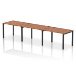 Impulse Bench Single Row 3 Person 1200 Black Frame Office Bench Desk Walnut IB00672