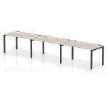 Impulse Bench Single Row 3 Person 1400 Black Frame Office Bench Desk Grey Oak IB00677