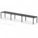 The dynamic bench desking features a sleek and modern design with a black frame and a single row that can accommodate up to three people. The 1600 size provides ample workspace for each person. Perfect for any office setting.
