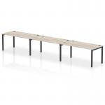 Impulse Bench Single Row 3 Person 1600 Black Frame Office Bench Desk Grey Oak IB00686