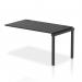 The image shows a sleek and modern single row of Dynamic Bench desk add on units, with a black frame and black impulse bench desk. The 1400 size is ideal for an office setup.