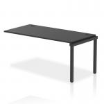 The dynamic bench desk add on units impulse bench single row ext kit has a sleek and modern design with a black frame. The office bench desk is perfect for a professional and efficient workspace.