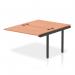 The dynamic bench desk add-on units, impulse bench B2B ext kit 1200, with a sleek black frame and a stylish beech bench desk, creates a modern and functional look for any office space.
