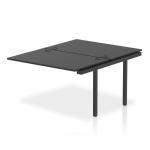 The image shows a set of add on units for a dynamic bench desk, specifically the Impulse Bench B2B Ext Kit 1200 in black frame. These units are designed for use in an office setting and feature a sleek black design.