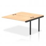 This picture shows a sleek, modern bench desk add on unit with a black frame and a maple top. It is part of the Impulse Bench B2B collection, with an extension kit measuring 1400mm. Perfect for any office setting.